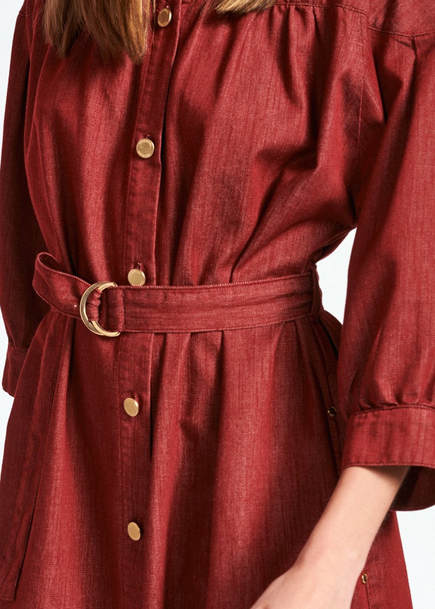 Mini robe jean bordeaux RE—SSENTIEL seconde main photo 5