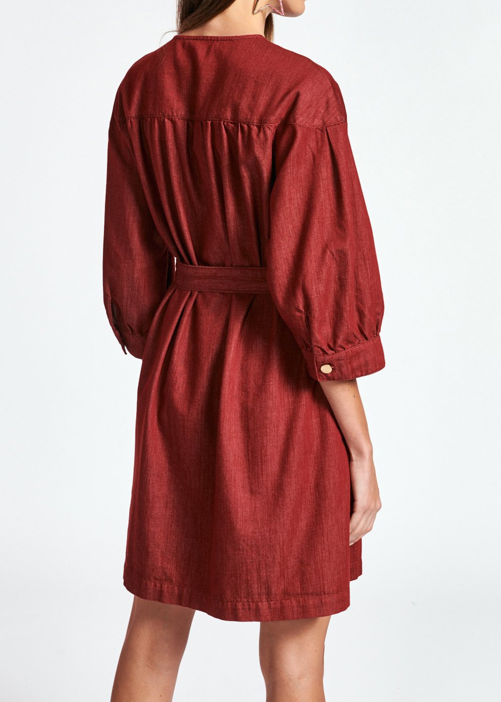 Mini robe jean bordeaux RE—SSENTIEL seconde main photo 6