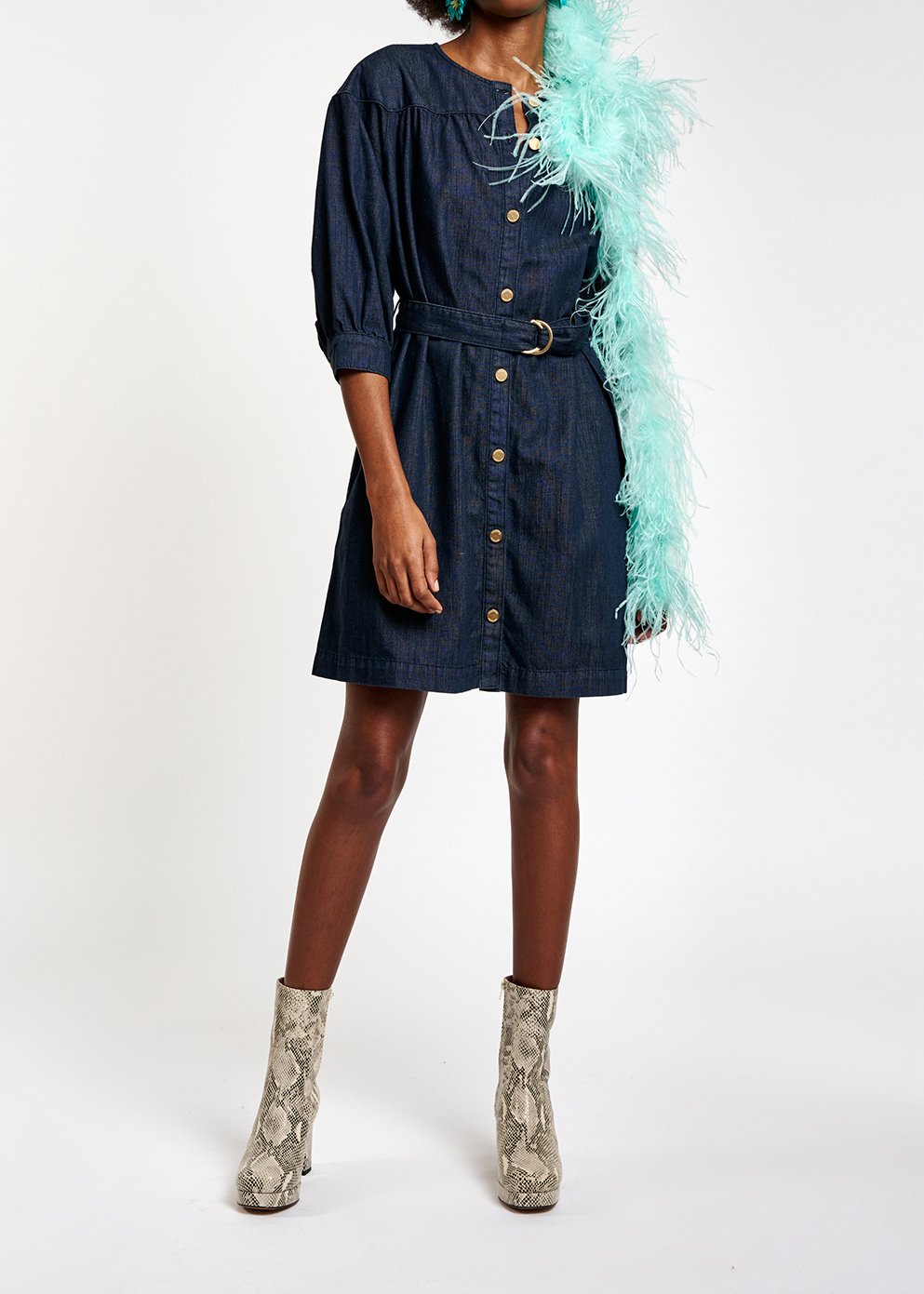 Mini robe jean bleu foncé RE—SSENTIEL seconde main photo 3