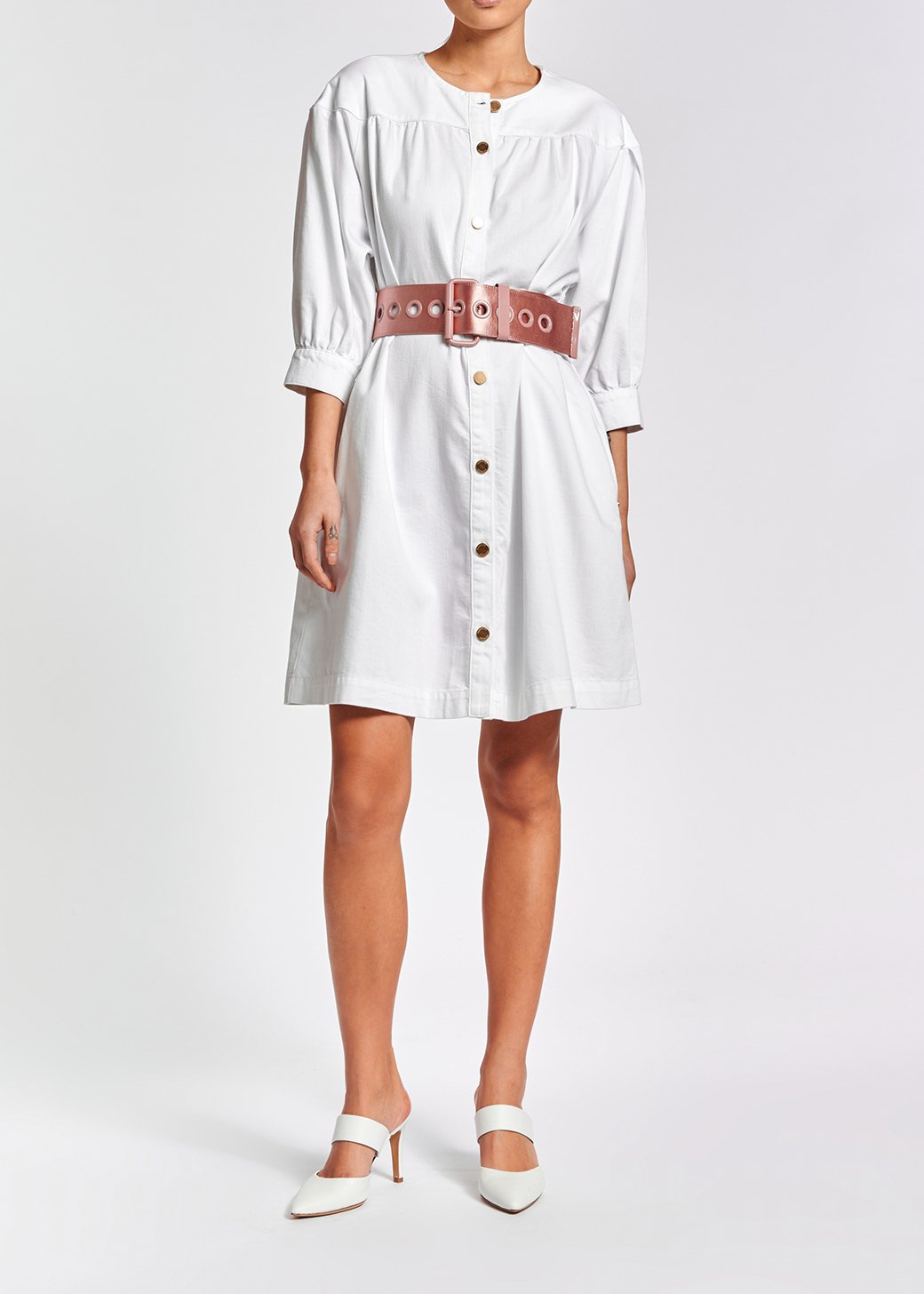 Mini robe jean blanche RE—SSENTIEL seconde main photo 5