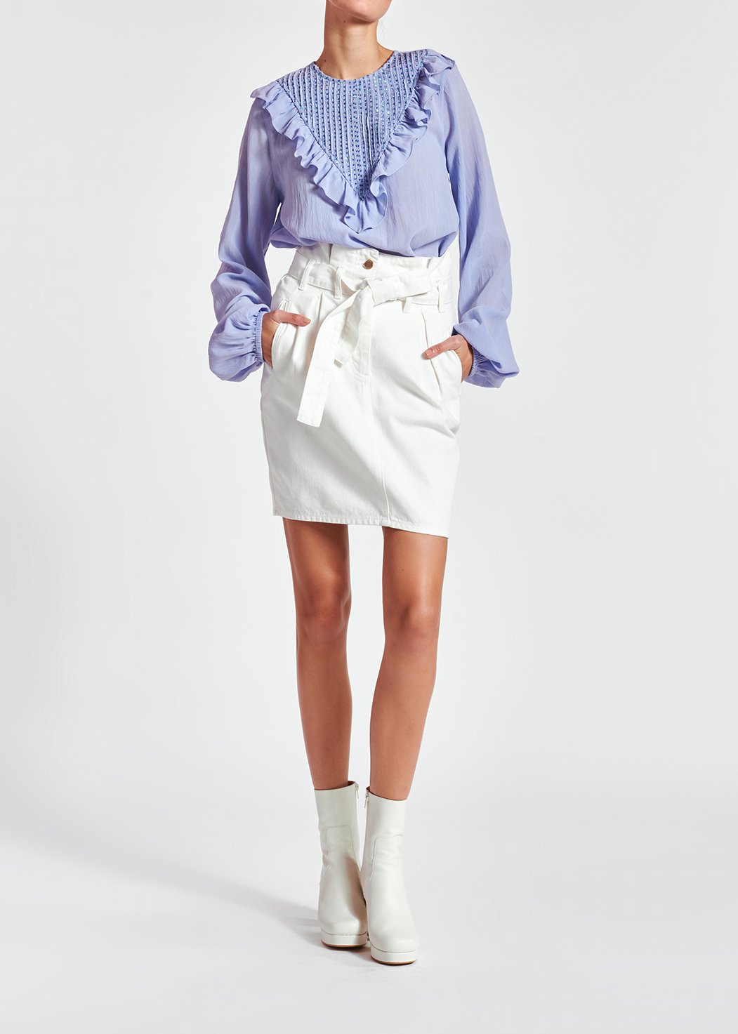 Gebroken witte minirok met hoge taille RE—SSENTIEL tweedehands photo 3