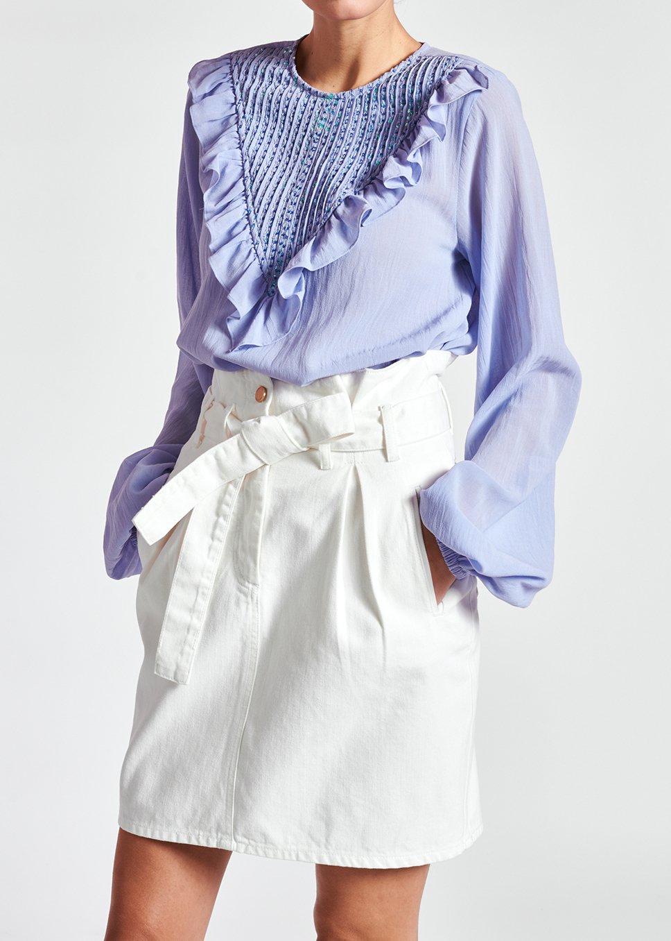 Gebroken witte minirok met hoge taille RE—SSENTIEL tweedehands photo 5