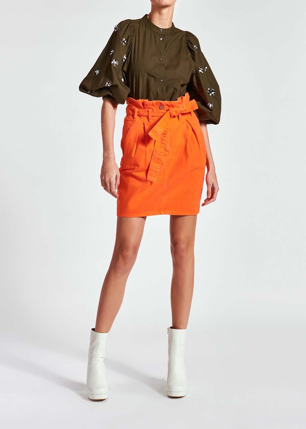 Minijupe orange à  taille haute RE—SSENTIEL seconde main photo 4