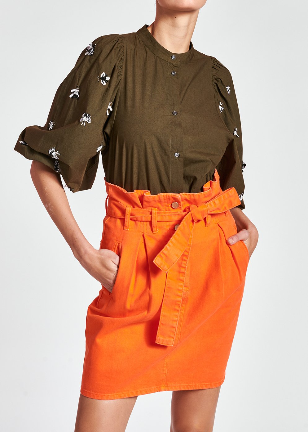Minijupe orange à  taille haute RE—SSENTIEL seconde main photo 5