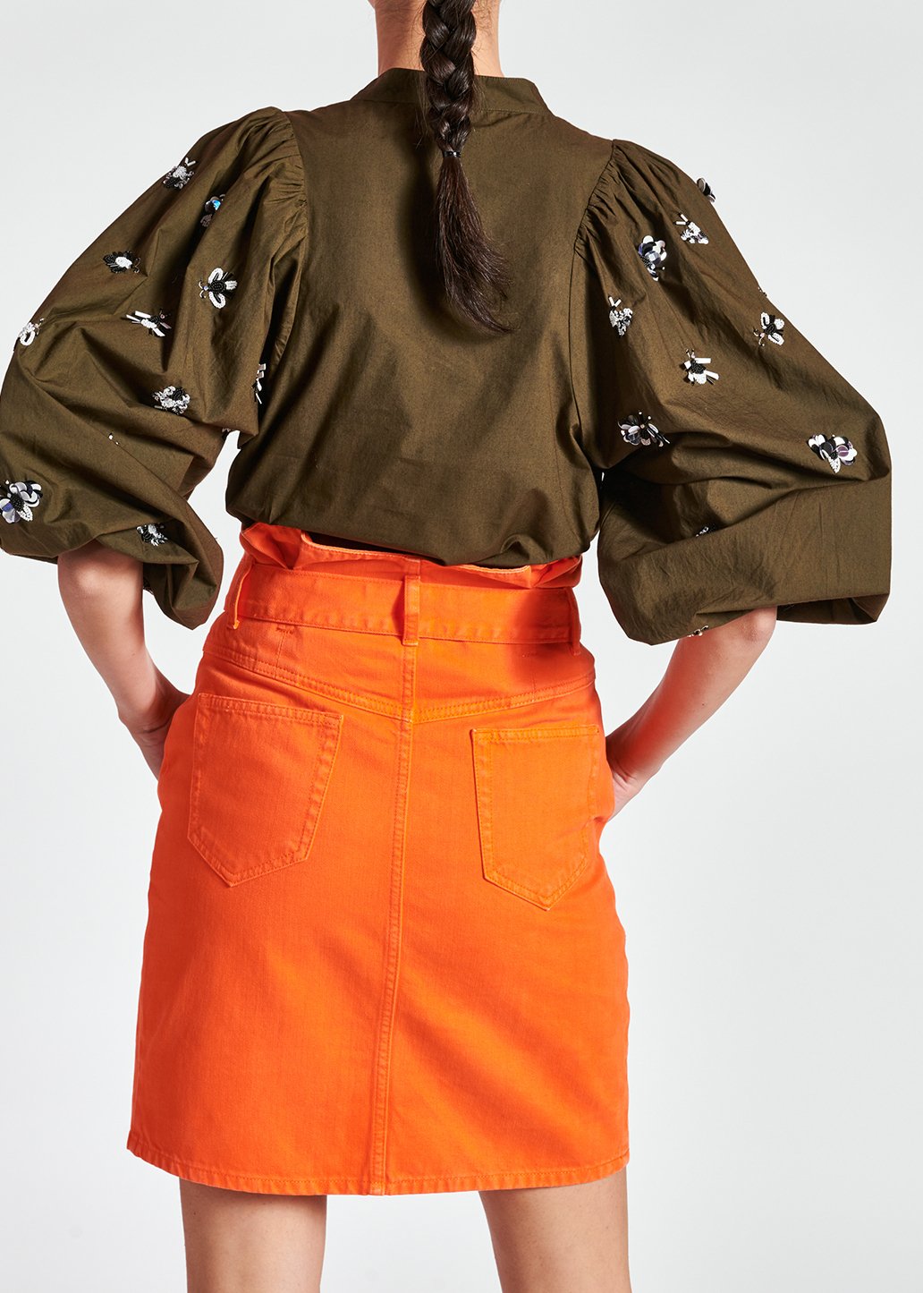 Minijupe orange à  taille haute RE—SSENTIEL seconde main photo 6