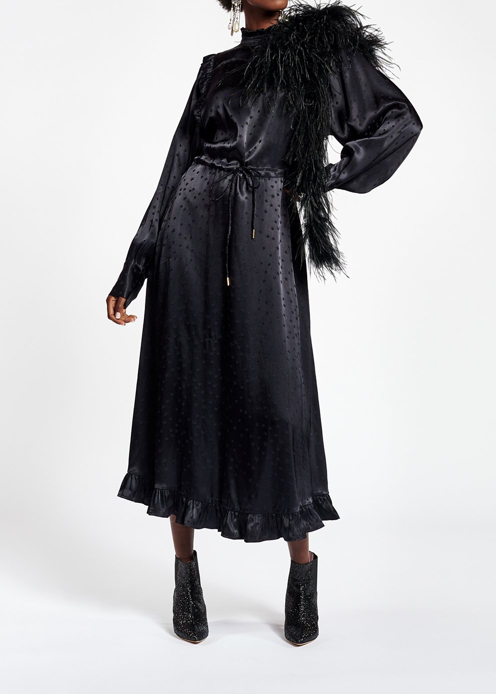 Black jacquard midi dress RE—SSENTIEL second-hand photo 3