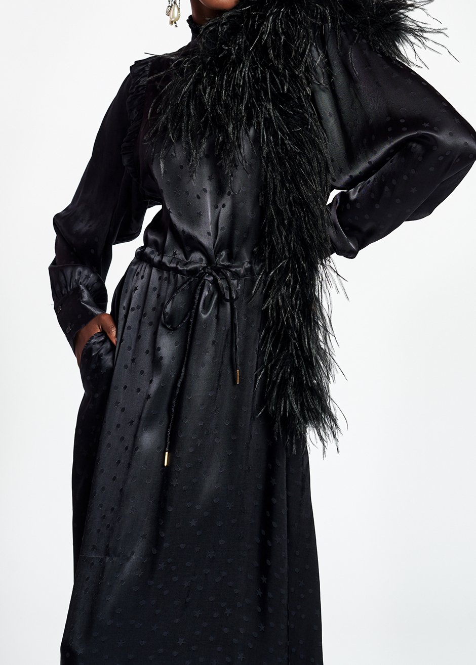 Black jacquard midi dress RE—SSENTIEL second-hand photo 4