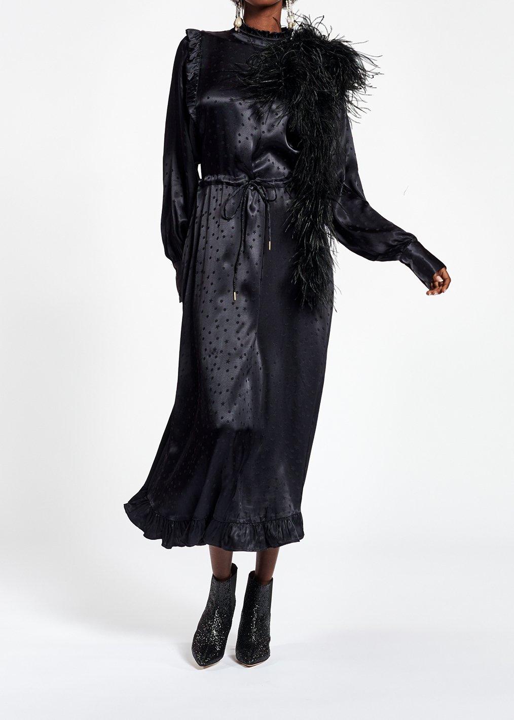Black jacquard midi dress RE—SSENTIEL second-hand photo 5