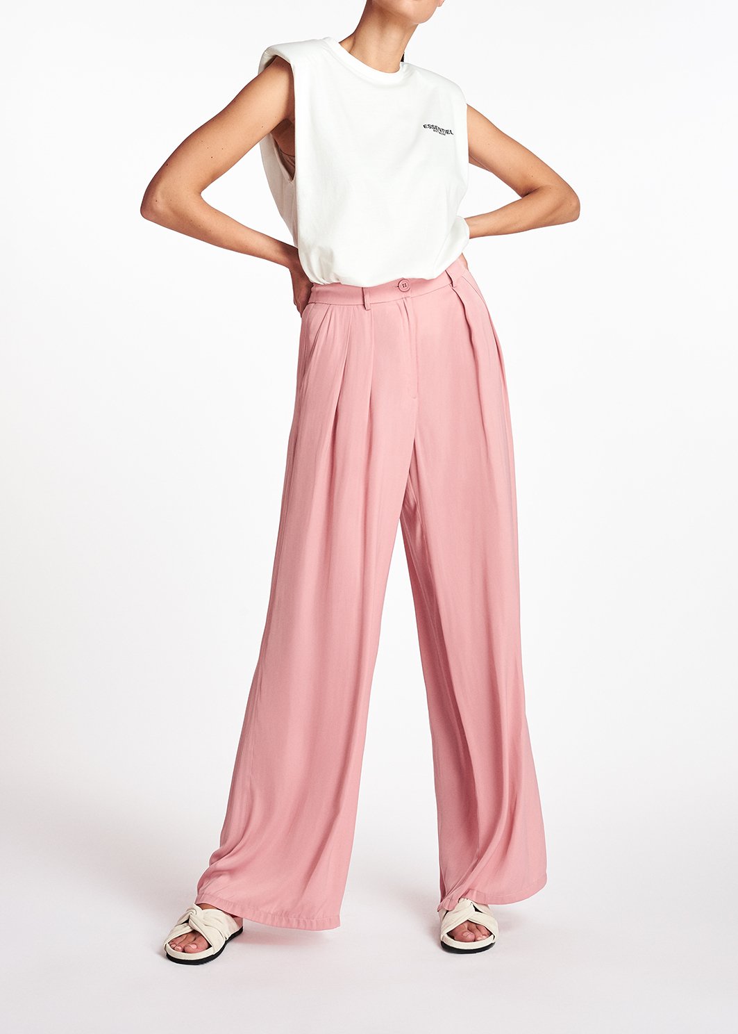 Pantalon rose clair aux jambes larges RE—SSENTIEL seconde main photo 3