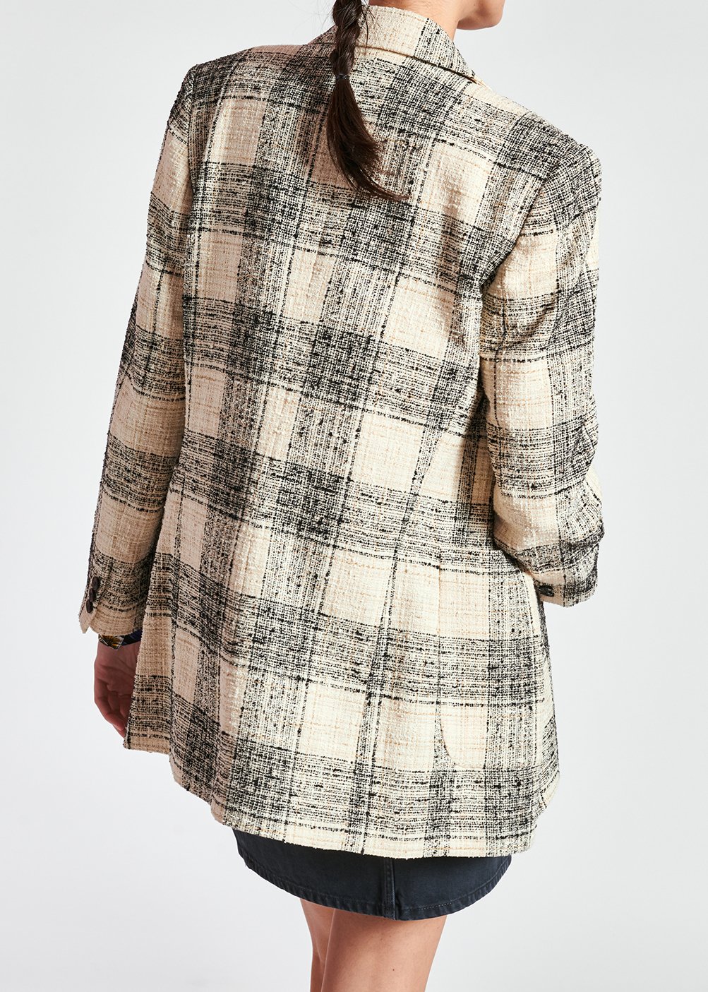 Gebroken witte blazer in geruit tweed RE—SSENTIEL tweedehands photo 5