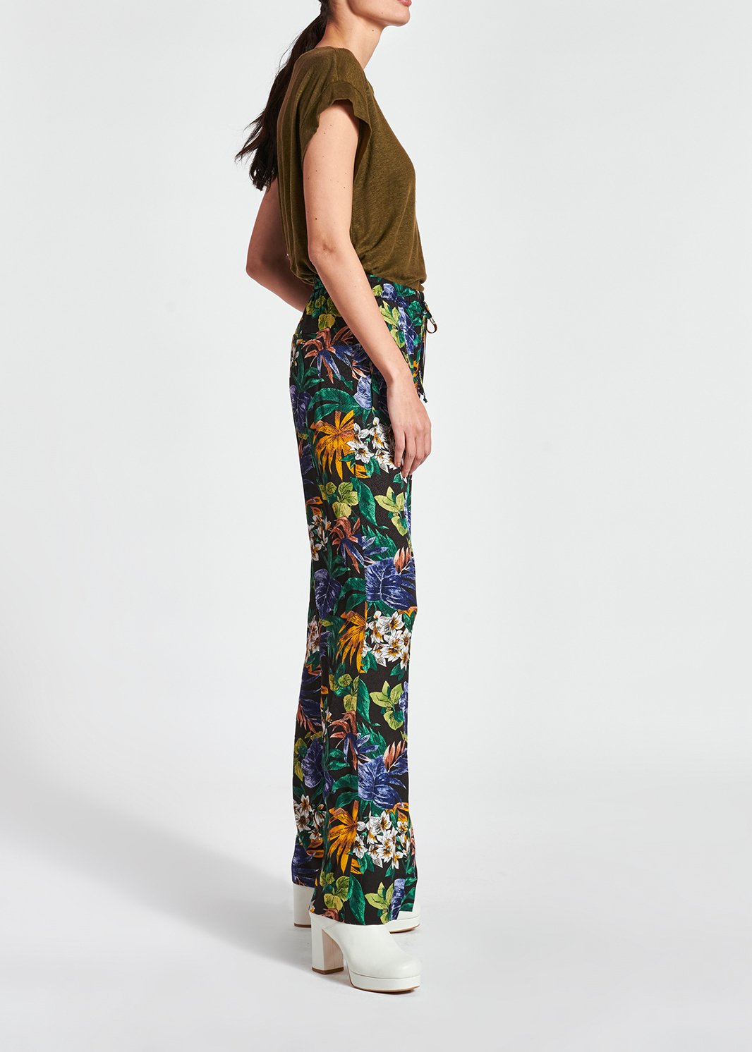 Multicolor floral-print wide-leg pants RE—SSENTIEL second-hand photo 6