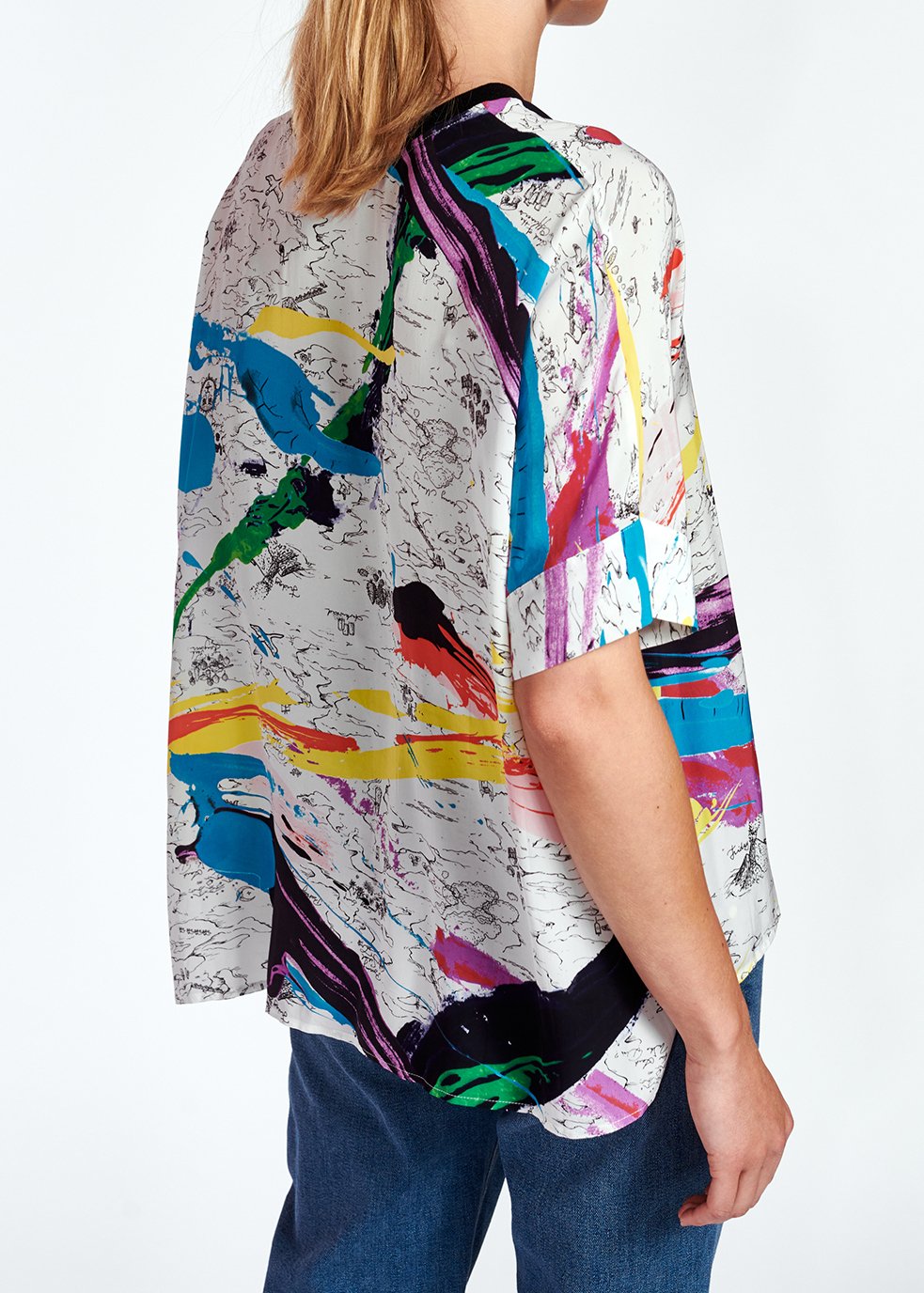 Off-white boxy top with colorful splatters RE—SSENTIEL second-hand photo 4