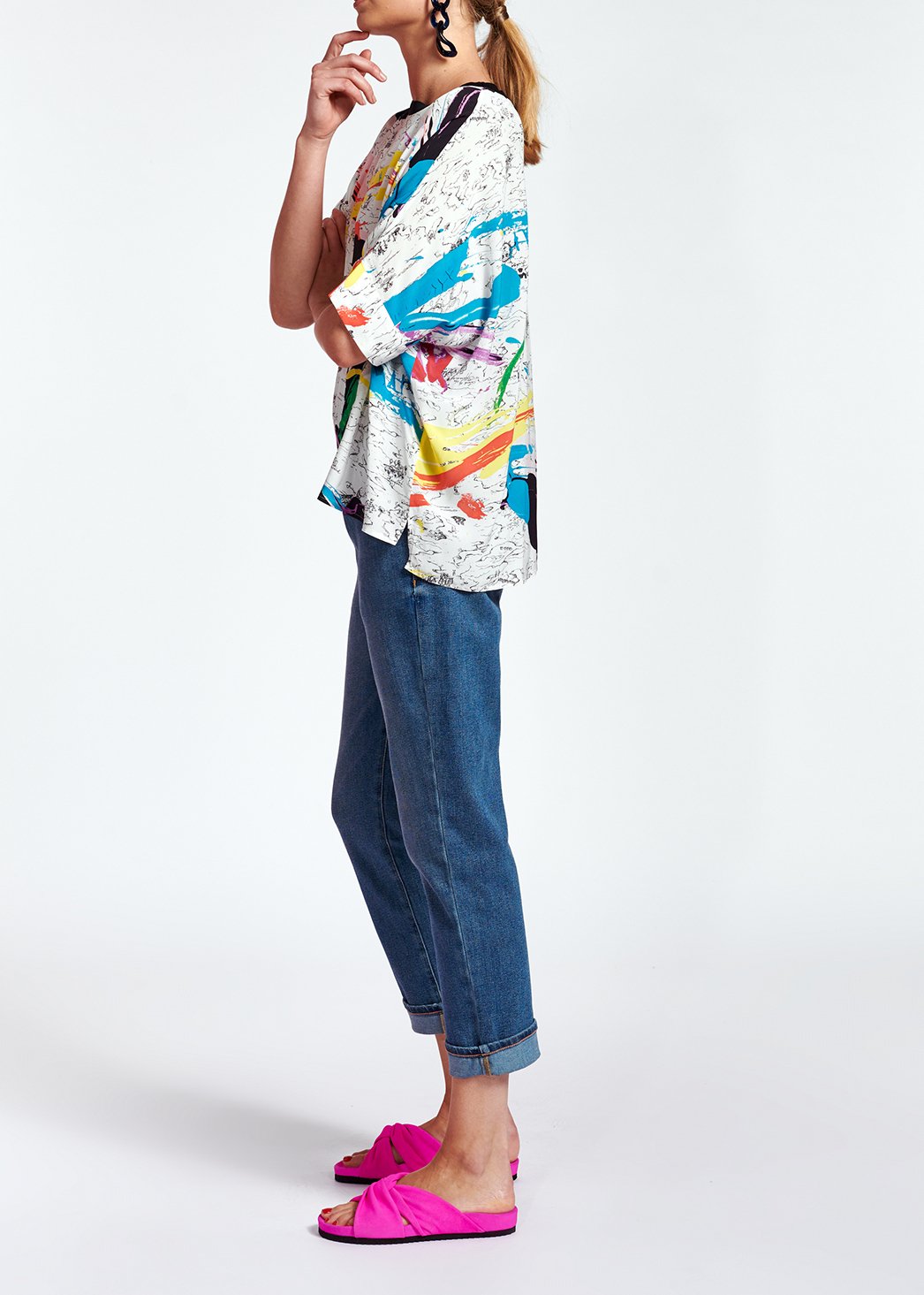 Off-white boxy top with colorful splatters RE—SSENTIEL second-hand photo 5