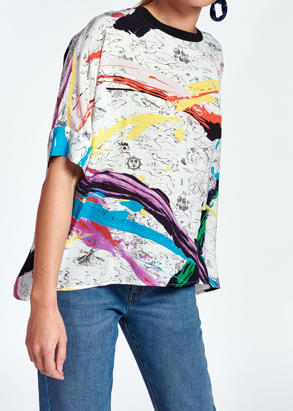 Off-white boxy top with colorful splatters RE—SSENTIEL second-hand photo 8