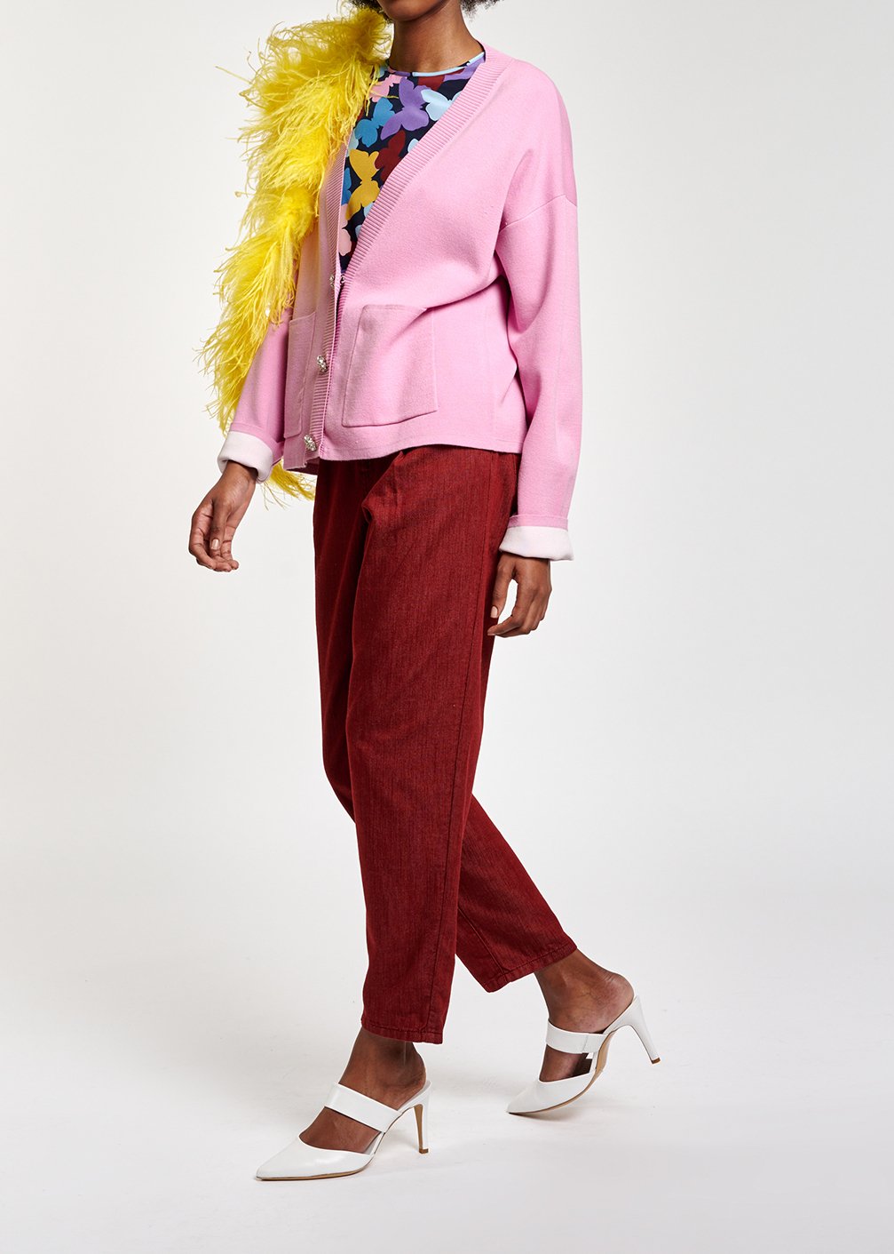 Pink cardigan with rhinestone buttons RE—SSENTIEL second-hand photo 5