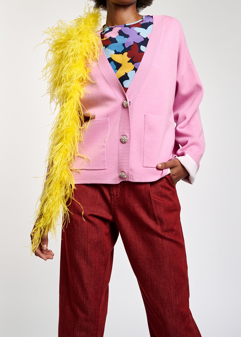 Pink cardigan with rhinestone buttons RE—SSENTIEL second-hand photo 6