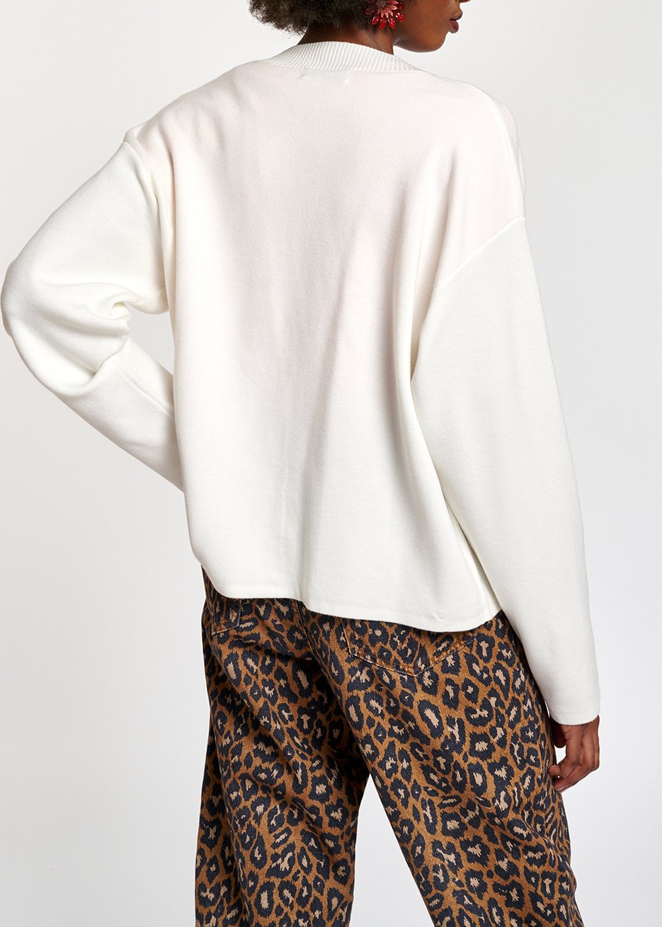 Gebroken witte cardigan met strasknopen RE—SSENTIEL tweedehands photo 4