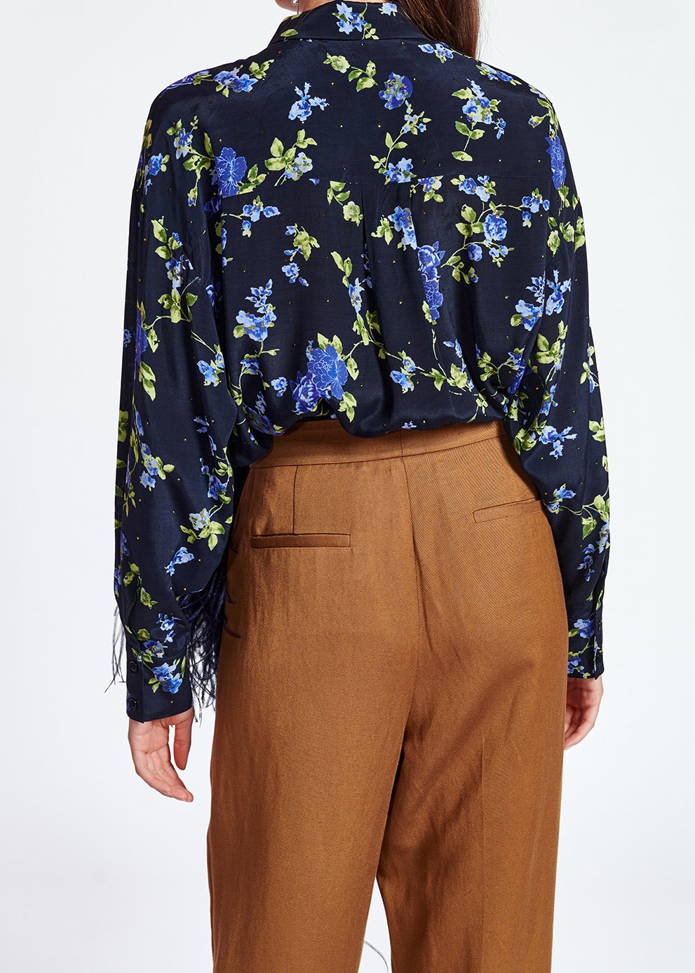 Donkerblauw bloemenhemd met stras RE—SSENTIEL tweedehands photo 6