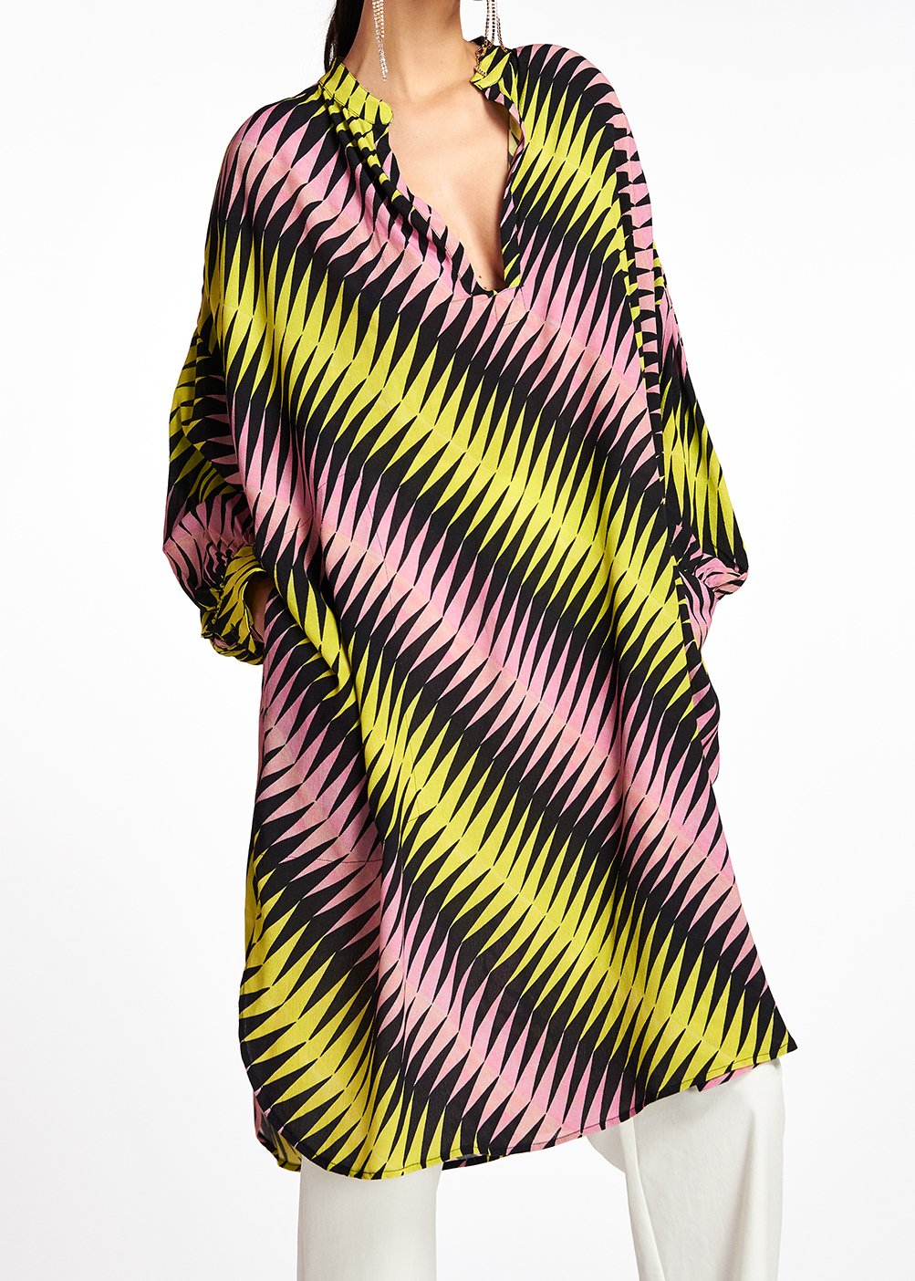 Robe à  imprimé graphique rose, noir et jaune RE—SSENTIEL seconde main photo 5