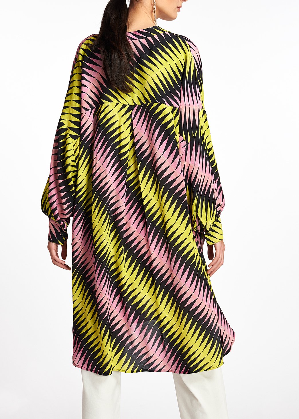 Robe à  imprimé graphique rose, noir et jaune RE—SSENTIEL seconde main photo 6