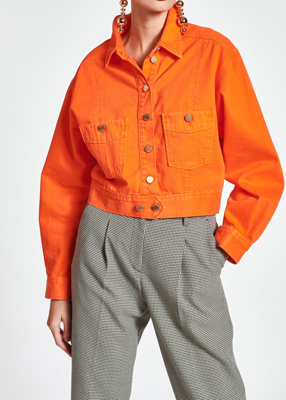 Veste en jean orange vif RE—SSENTIEL seconde main photo 3