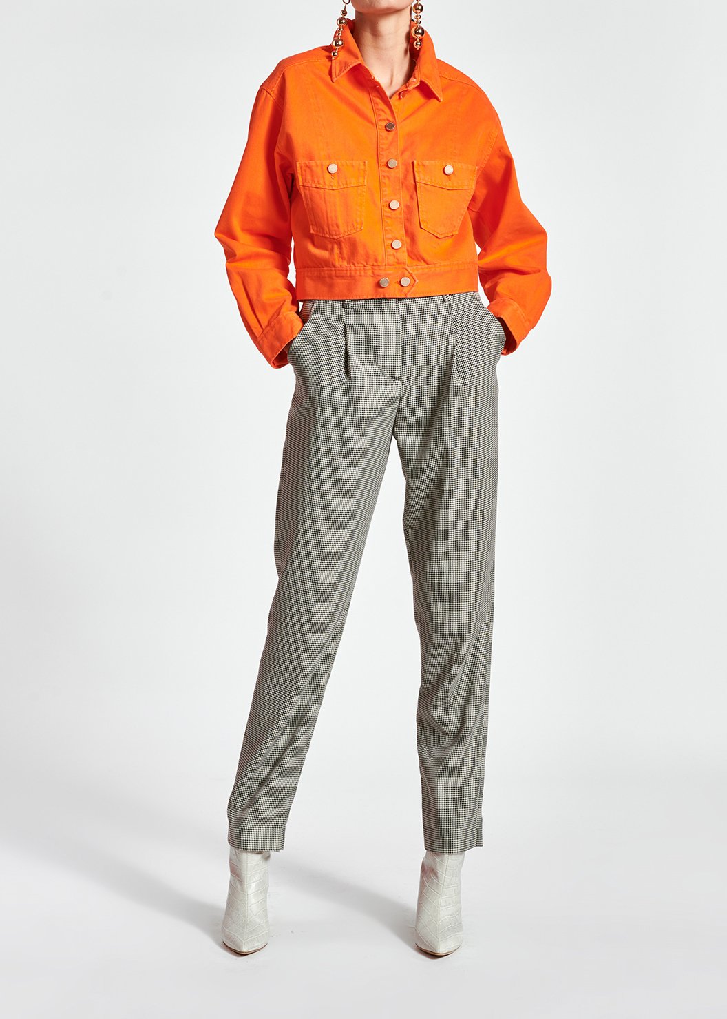 Veste en jean orange vif RE—SSENTIEL seconde main photo 4