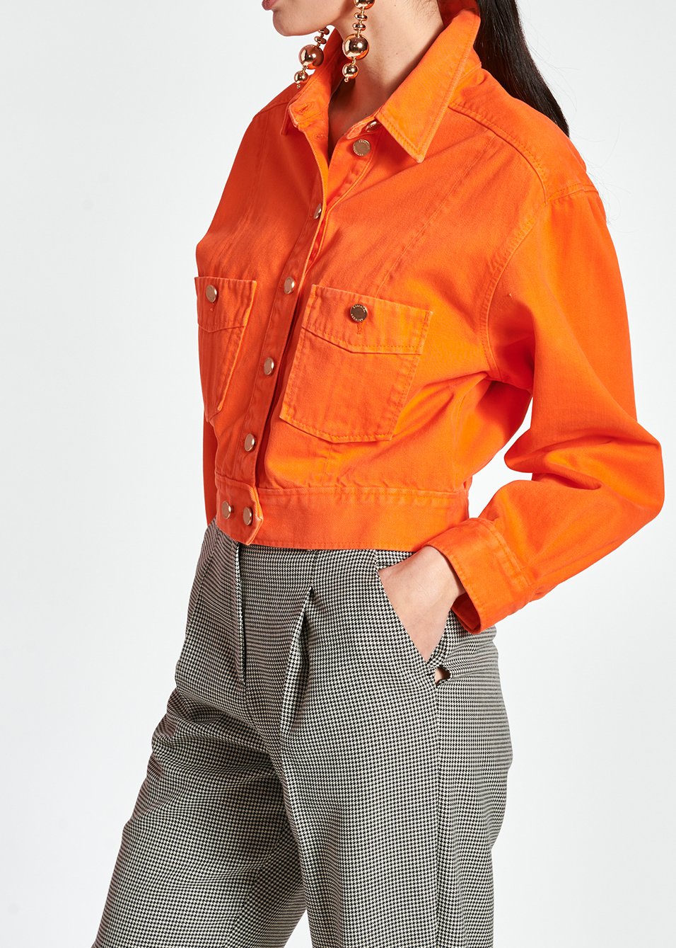 Veste en jean orange vif RE—SSENTIEL seconde main photo 5