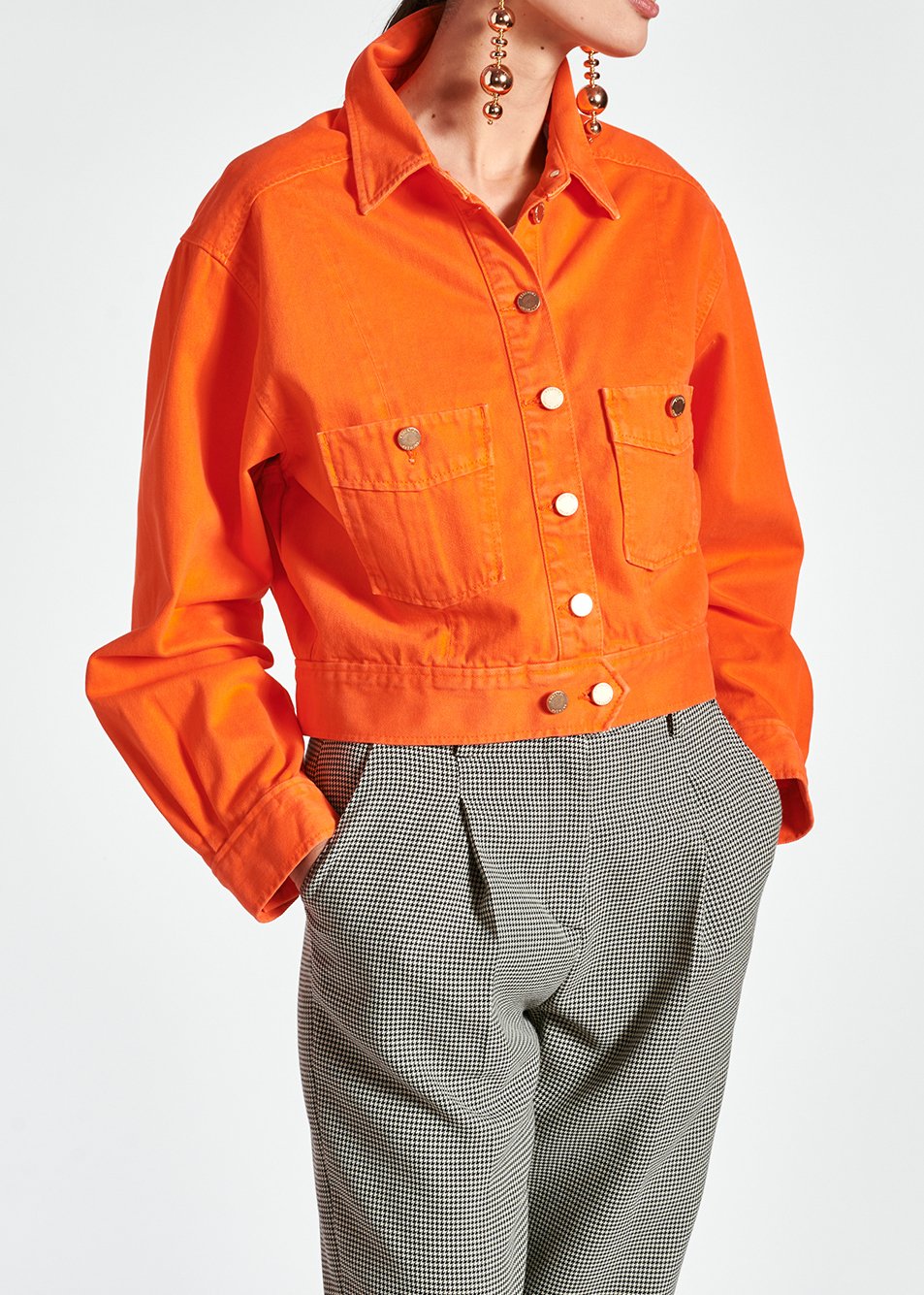 Veste en jean orange vif RE—SSENTIEL seconde main photo 6