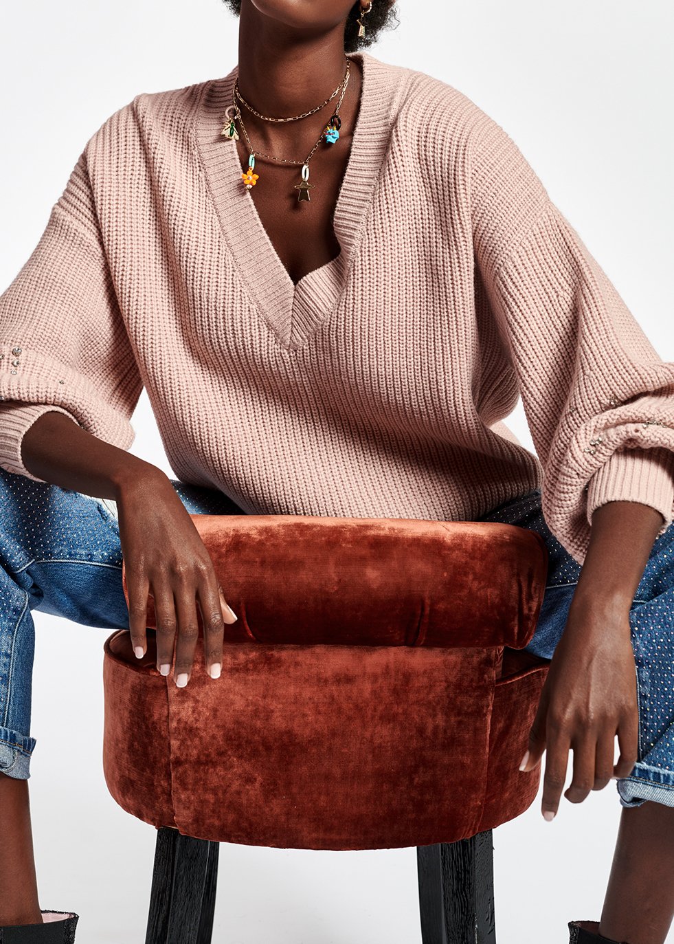 Pull rose avec strass RE—SSENTIEL seconde main photo 6