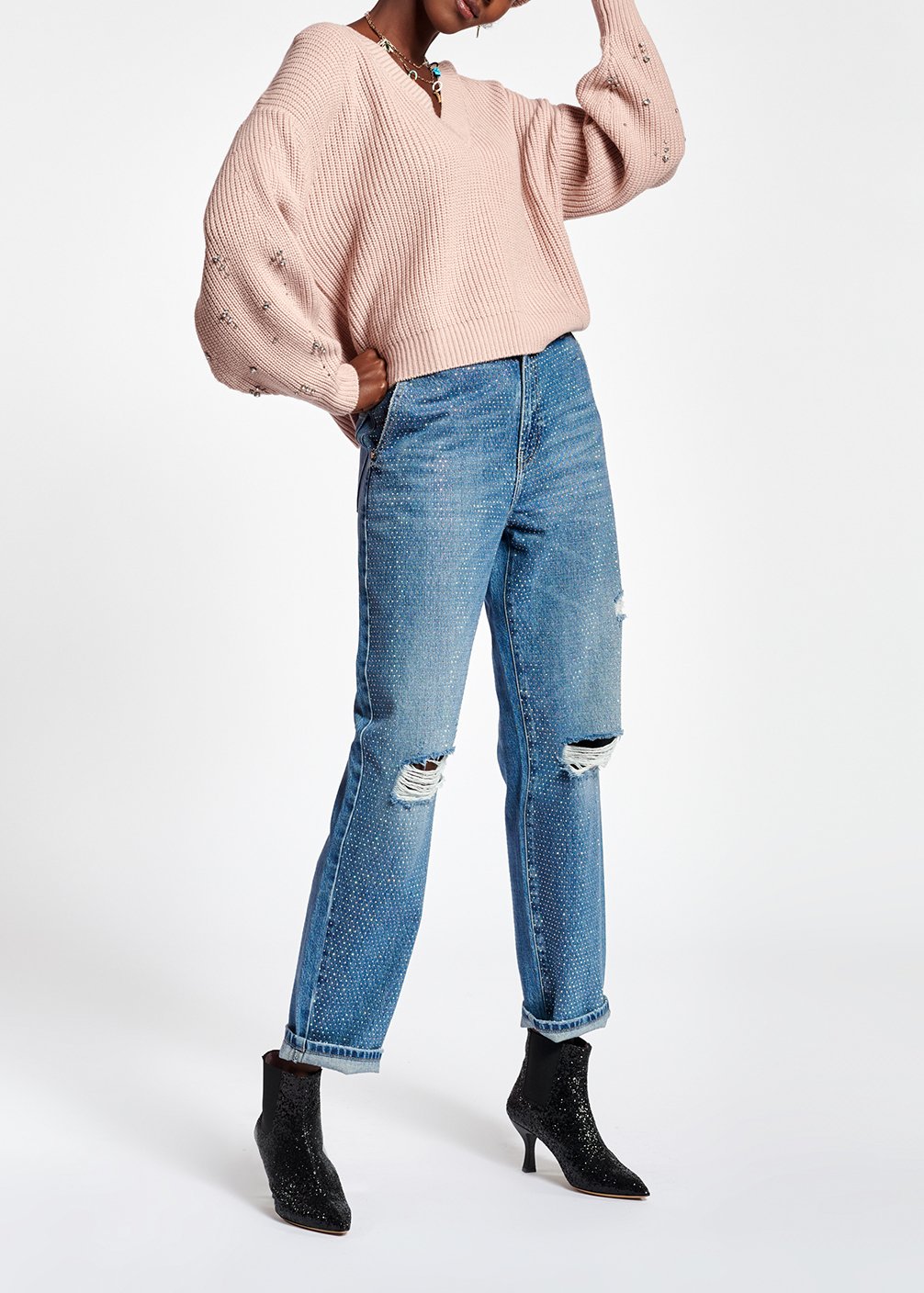Pull rose avec strass RE—SSENTIEL seconde main photo 8