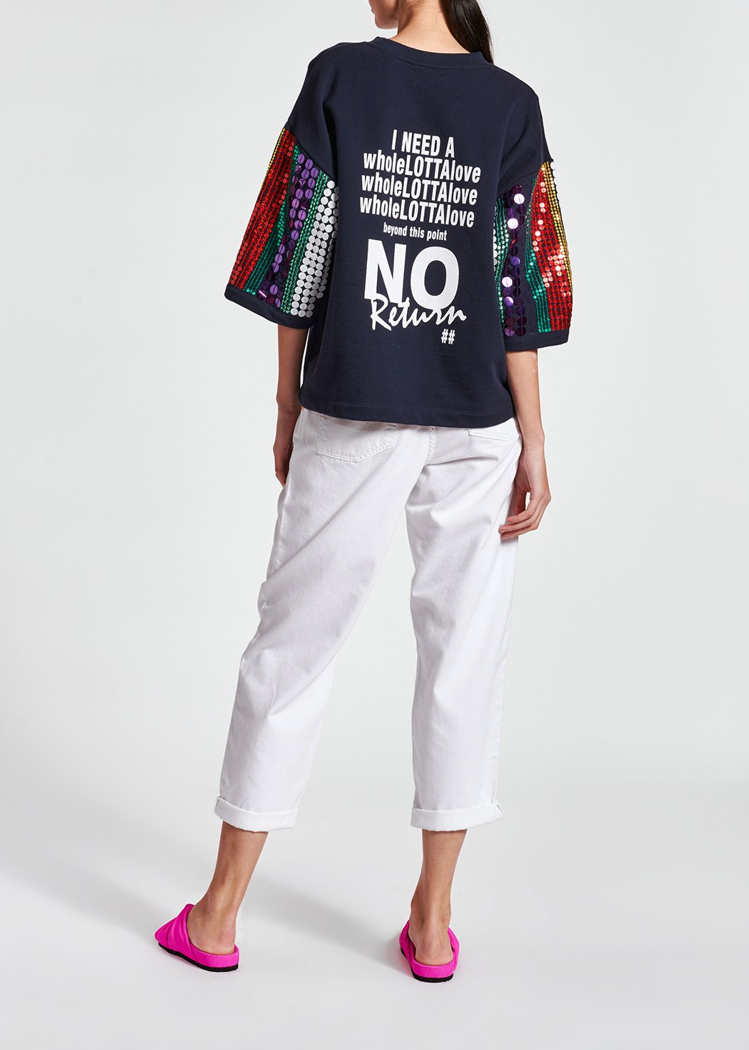 Dark blue organic cotton sweatshirt with sequins RE—SSENTIEL second-hand photo 8