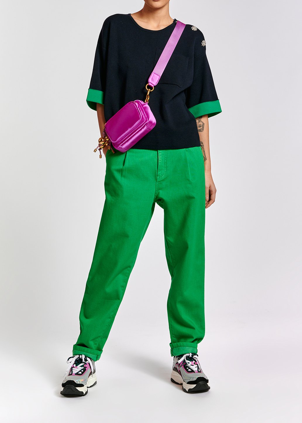 Green loose-fit denim pants RE—SSENTIEL second-hand photo 3