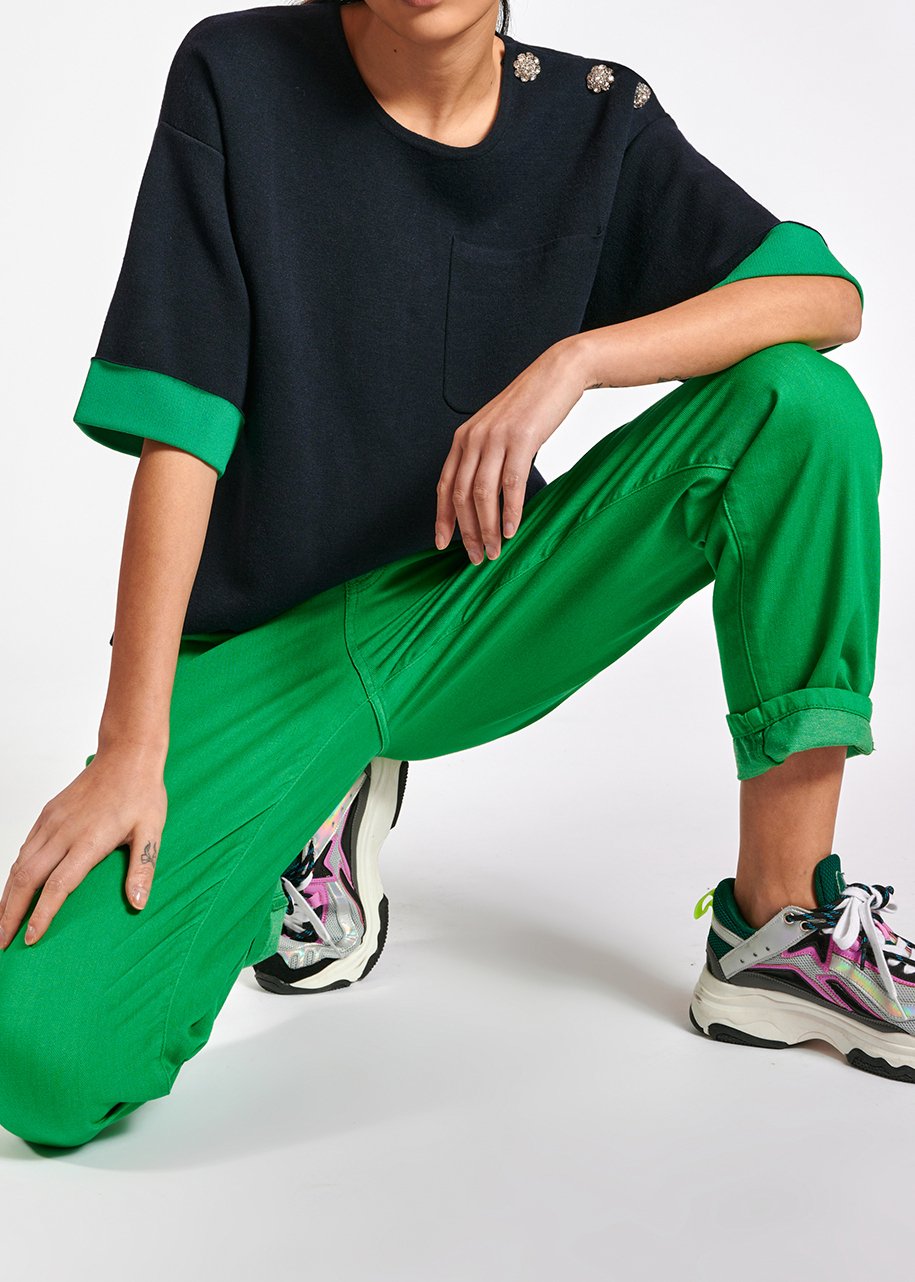 Green loose-fit denim pants RE—SSENTIEL second-hand photo 7