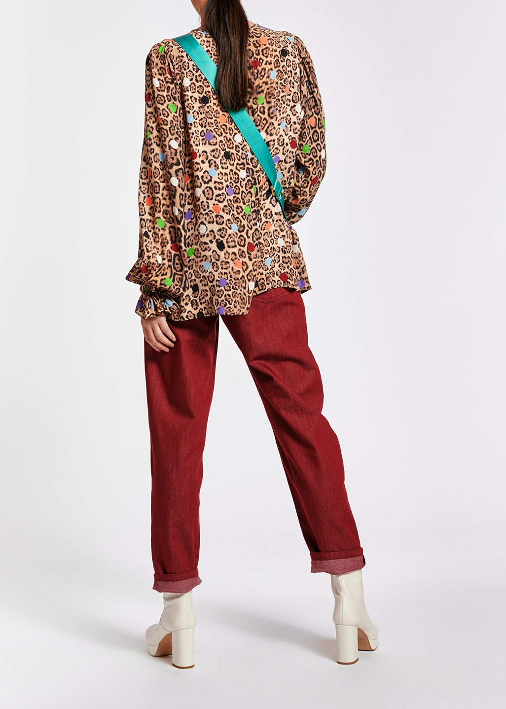 Bordeaux jeansbroek met wijde snit RE—SSENTIEL tweedehands photo 4