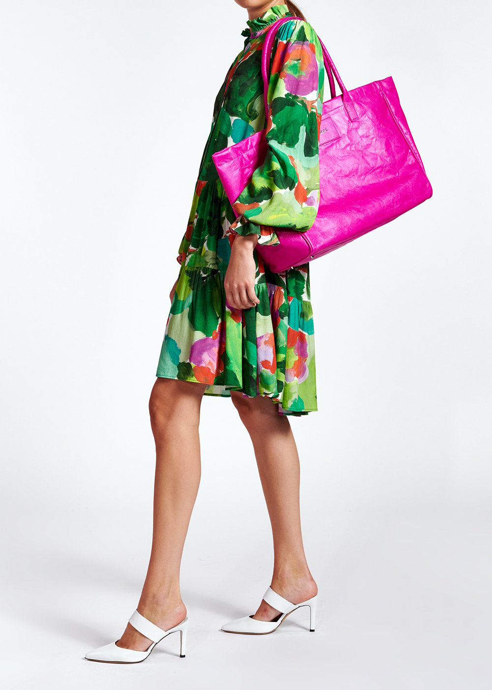 Green, red and purple watercolor-print mini dress RE—SSENTIEL second-hand photo 7