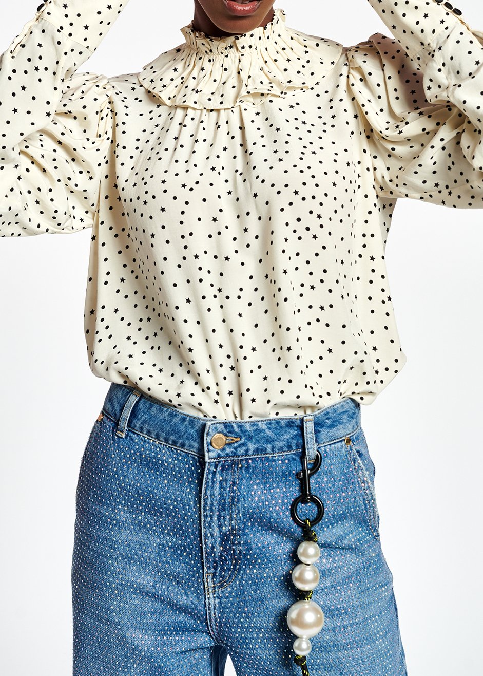 Gebroken witte top met stippen RE—SSENTIEL tweedehands photo 3