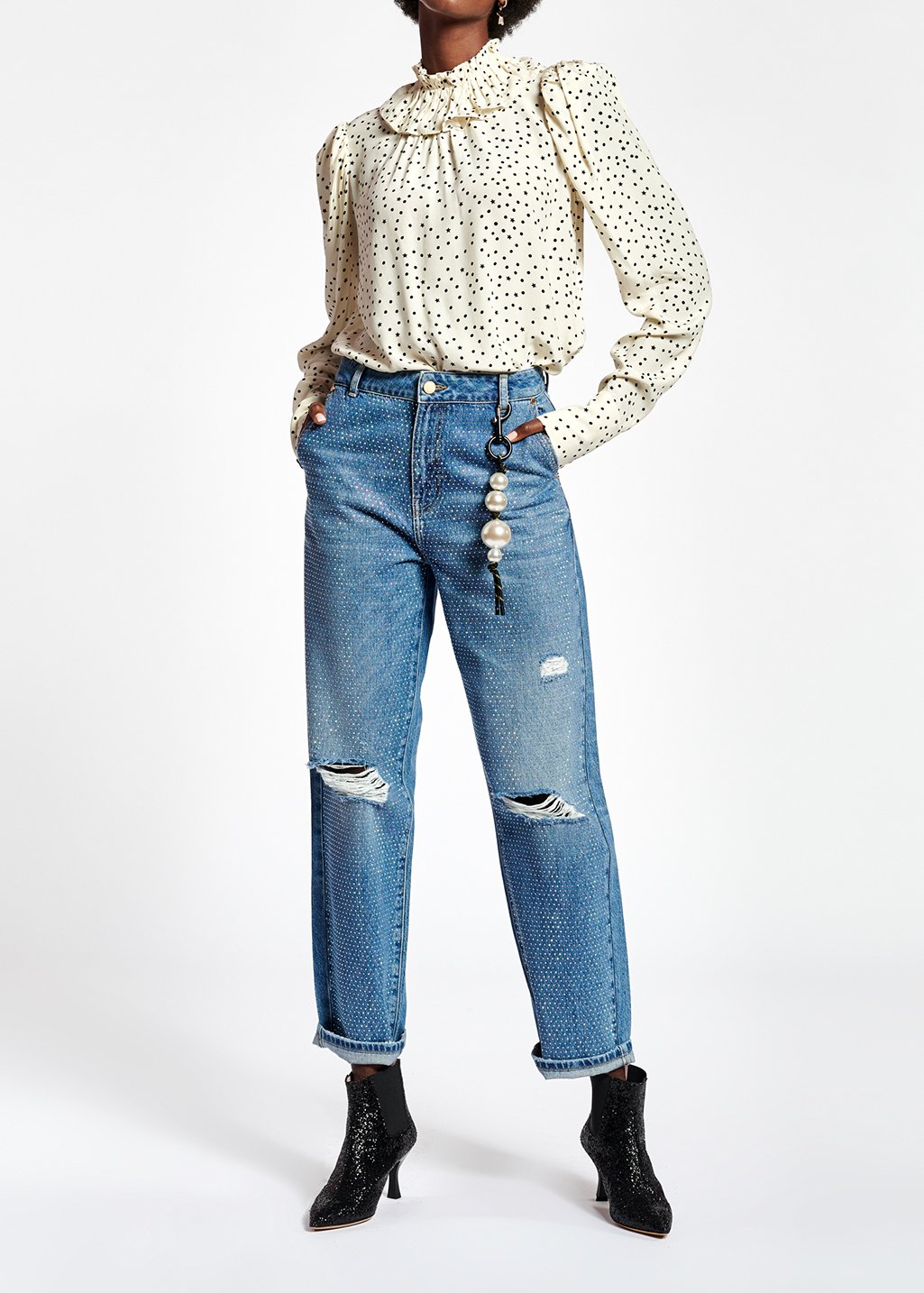 Gebroken witte top met stippen RE—SSENTIEL tweedehands photo 5