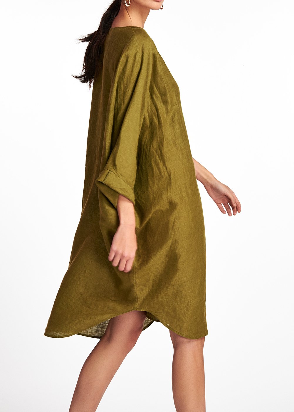 Robe oversize en lin kaki RE—SSENTIEL seconde main photo 5