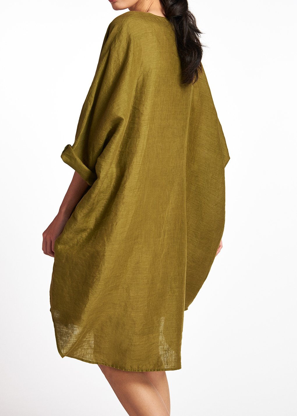 Robe oversize en lin kaki RE—SSENTIEL seconde main photo 6
