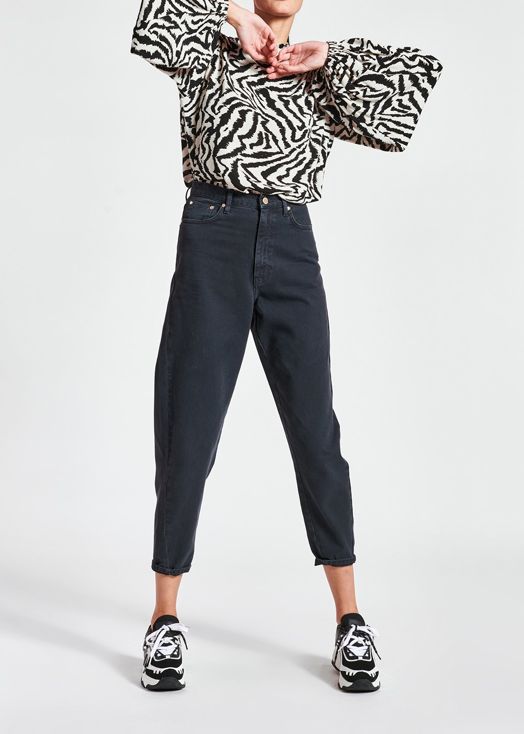 Black high waist loose-fit jeans RE—SSENTIEL second-hand photo 4