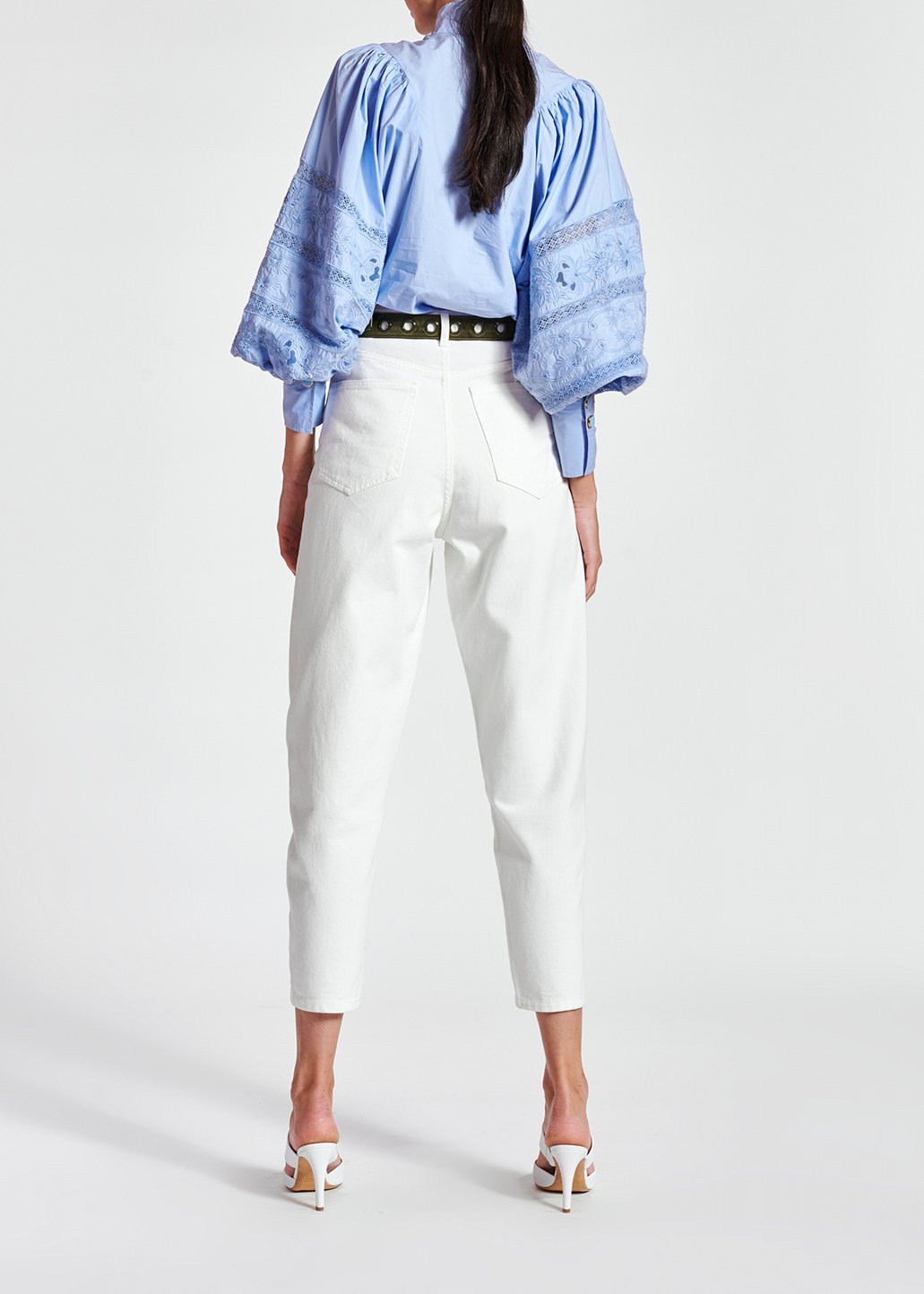 Off-white high-waisted loose-fit jeans RE—SSENTIEL second-hand photo 4