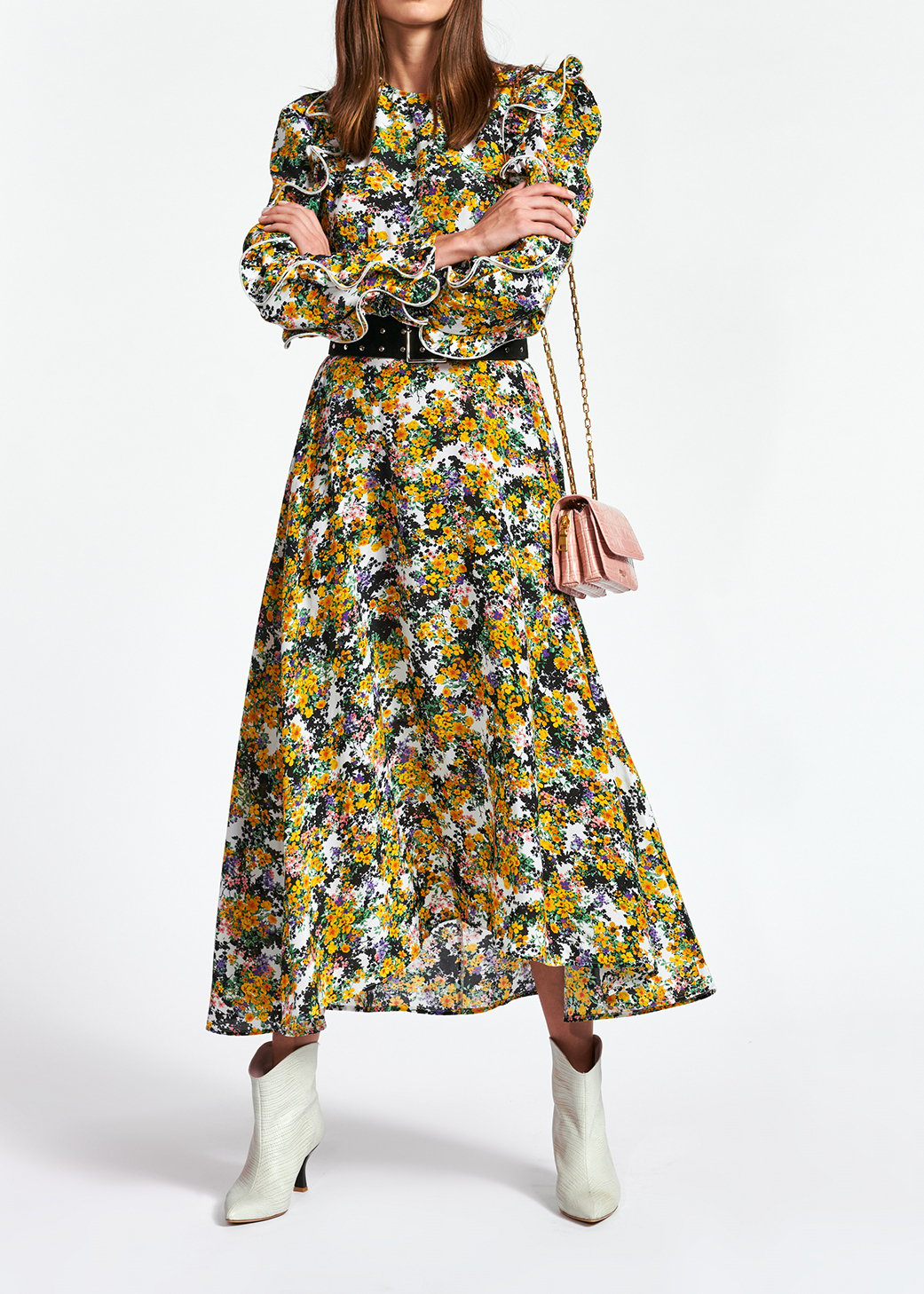 Gebroken witte maxi-jurk met bloemen en ruches RE—SSENTIEL tweedehands photo 3