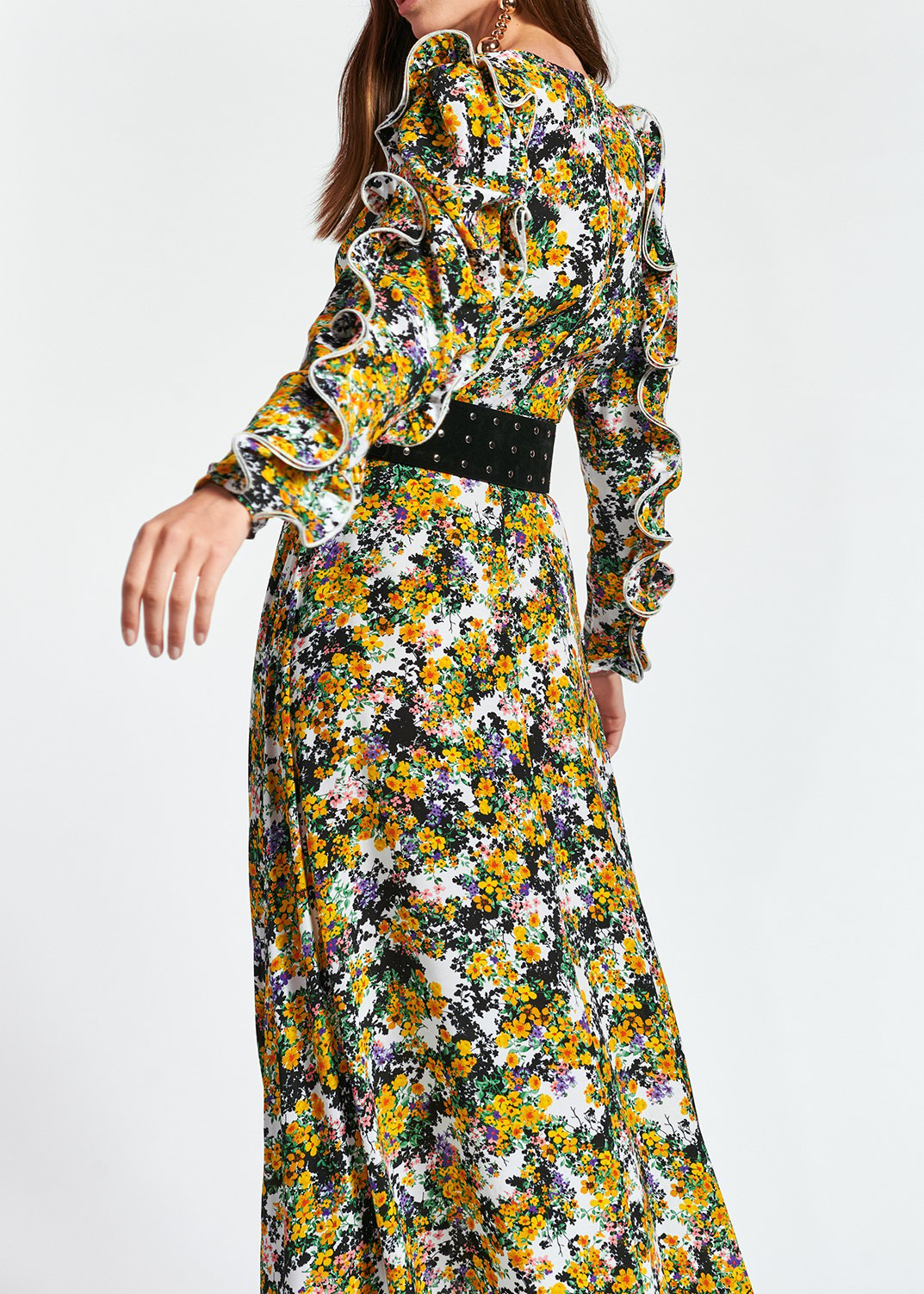 Gebroken witte maxi-jurk met bloemen en ruches RE—SSENTIEL tweedehands photo 4