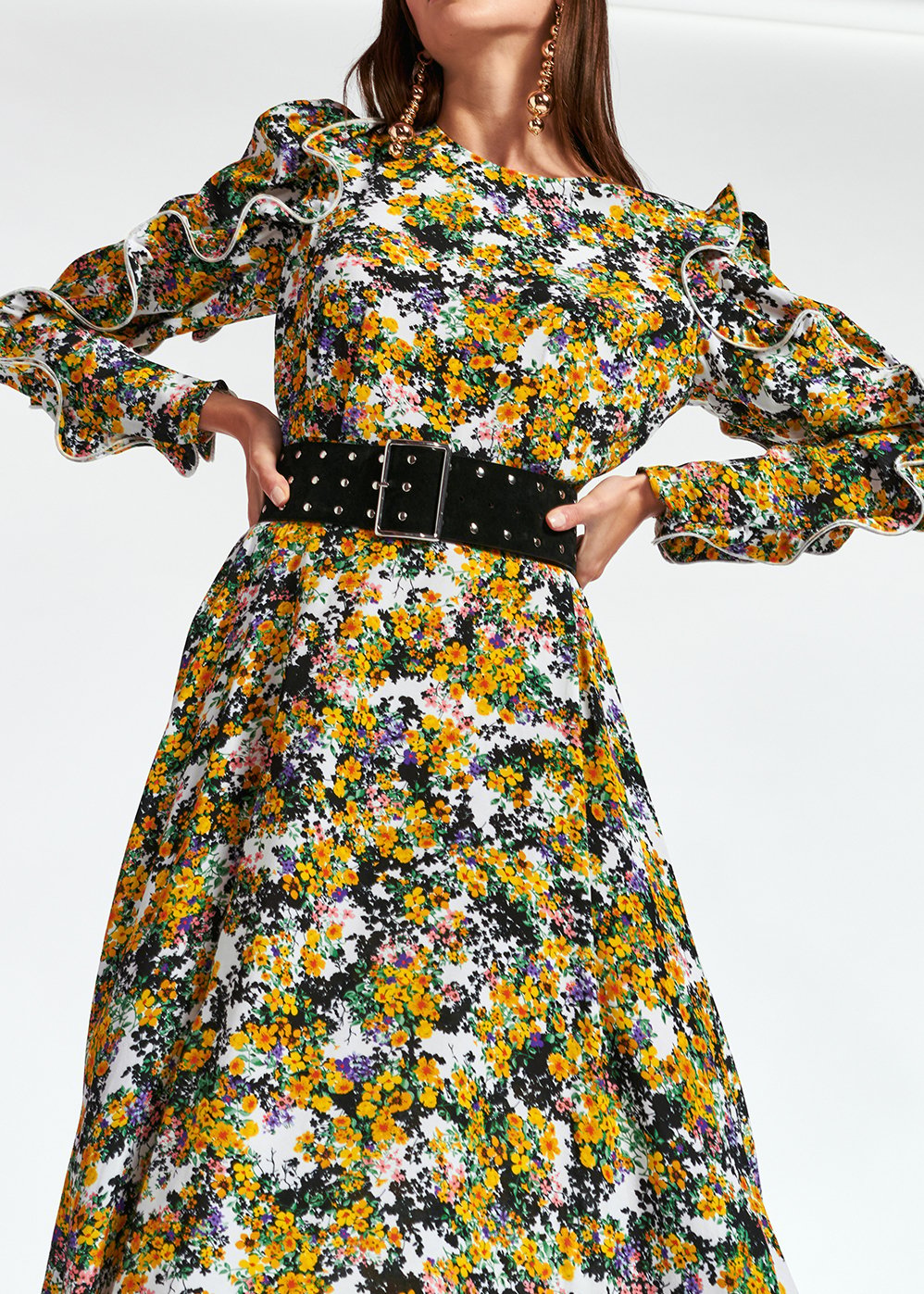Gebroken witte maxi-jurk met bloemen en ruches RE—SSENTIEL tweedehands photo 6