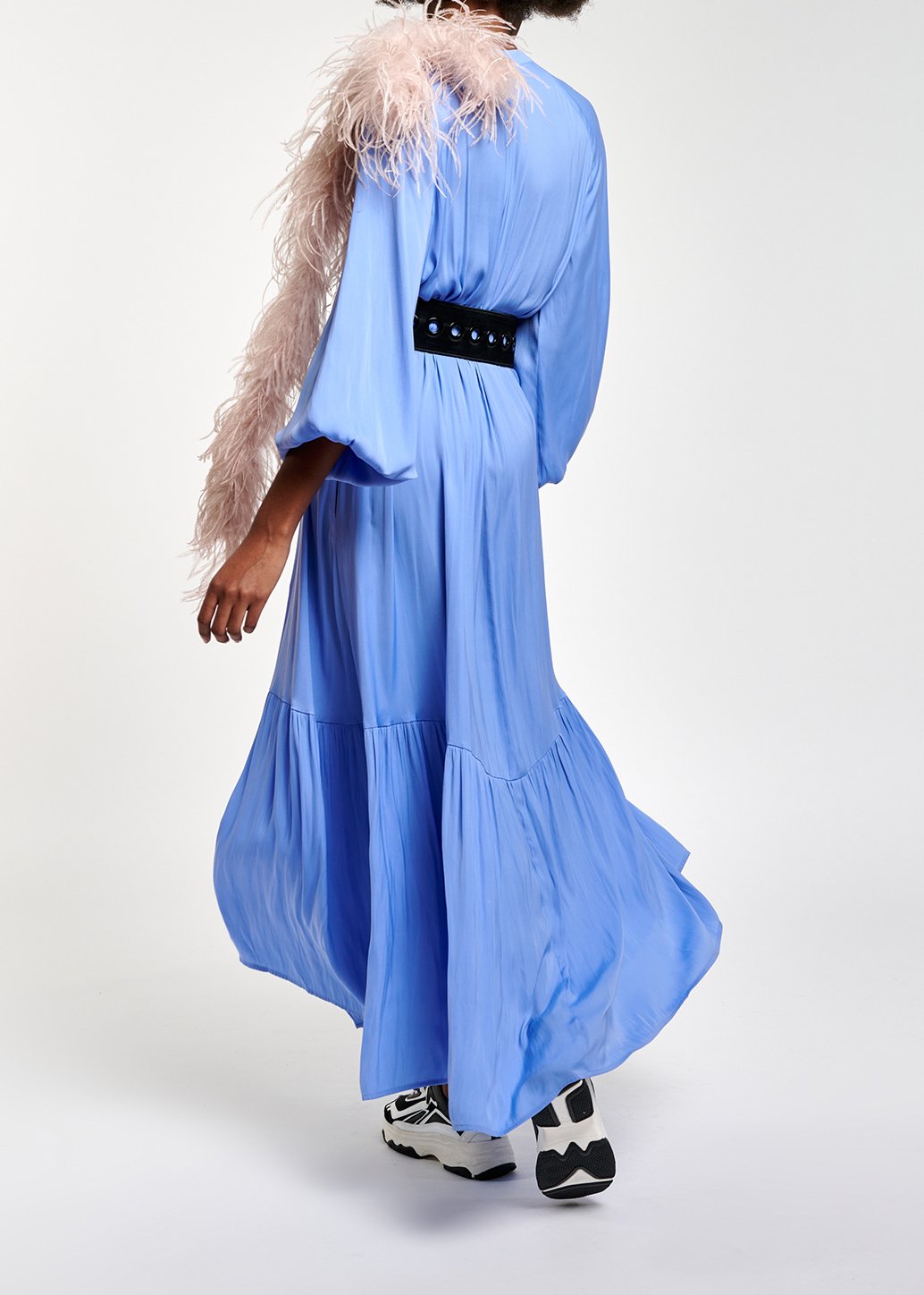 Blauwe maxi-jurk met lange mouwen RE—SSENTIEL tweedehands photo 4