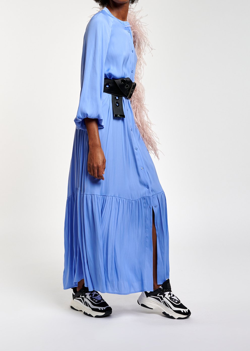 Blauwe maxi-jurk met lange mouwen RE—SSENTIEL tweedehands photo 6
