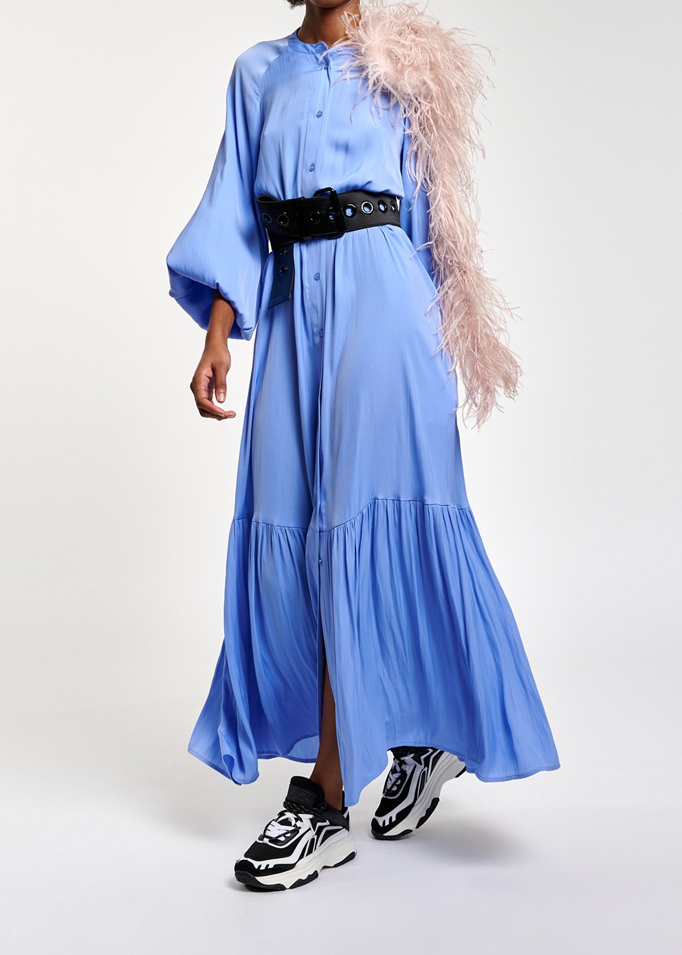 Blauwe maxi-jurk met lange mouwen RE—SSENTIEL tweedehands photo 7