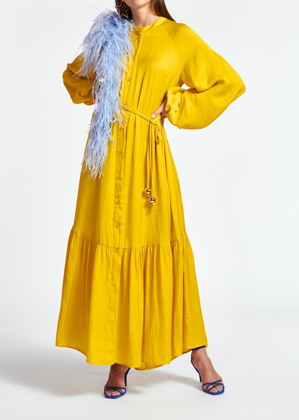 Yellow long-sleeved maxi dress RE—SSENTIEL second-hand photo 3
