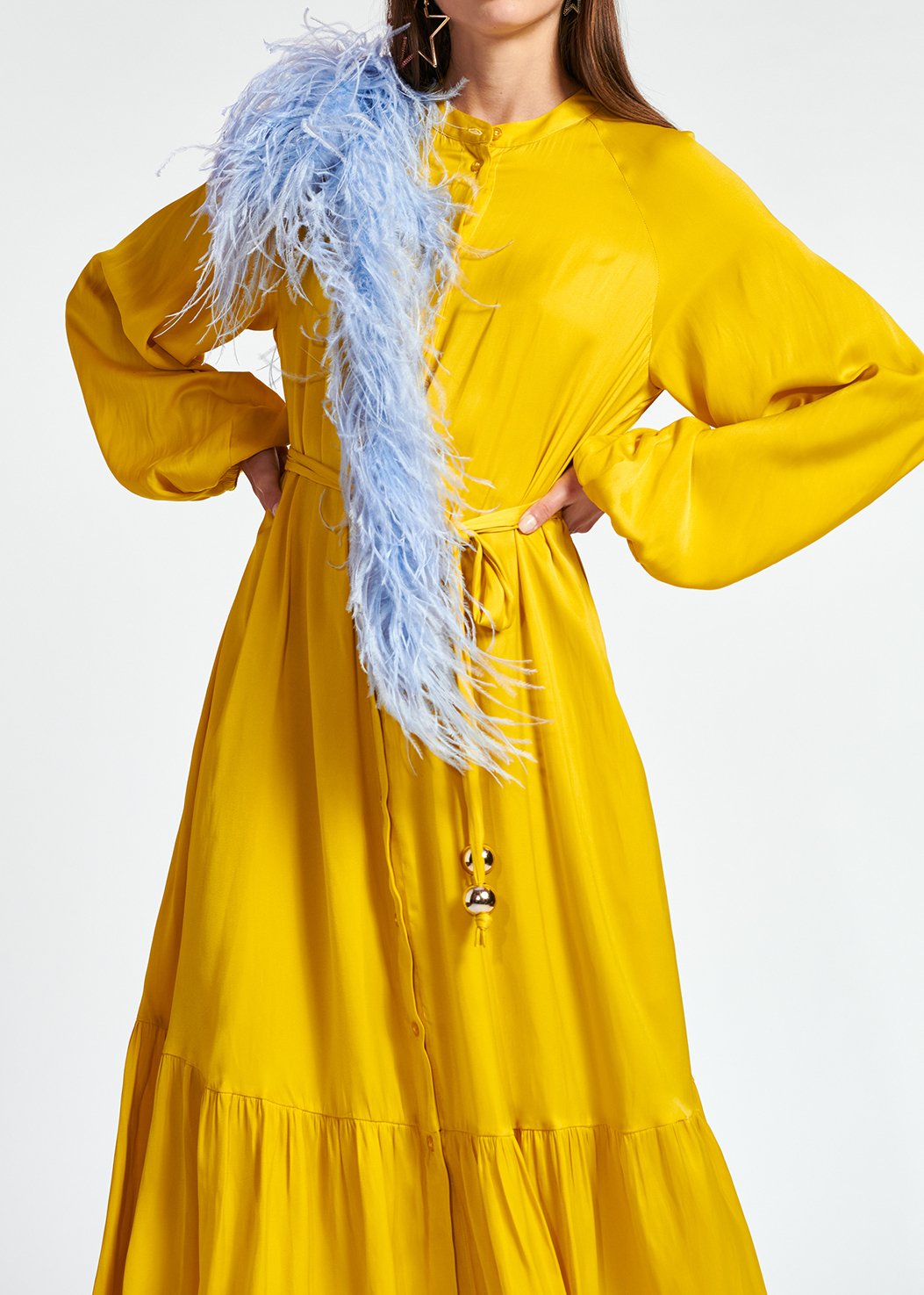 Yellow long-sleeved maxi dress RE—SSENTIEL second-hand photo 4