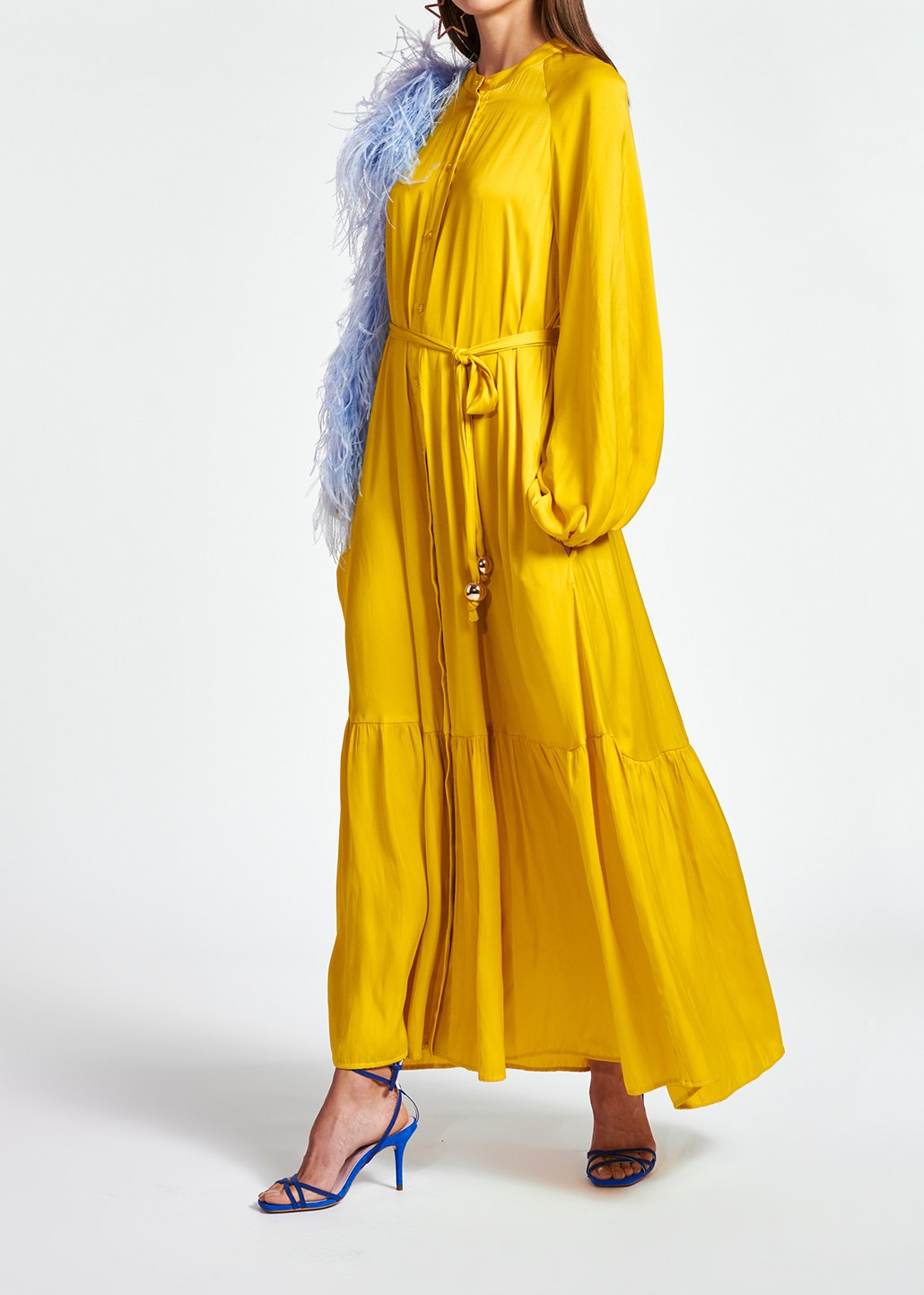 Yellow long-sleeved maxi dress RE—SSENTIEL second-hand photo 6